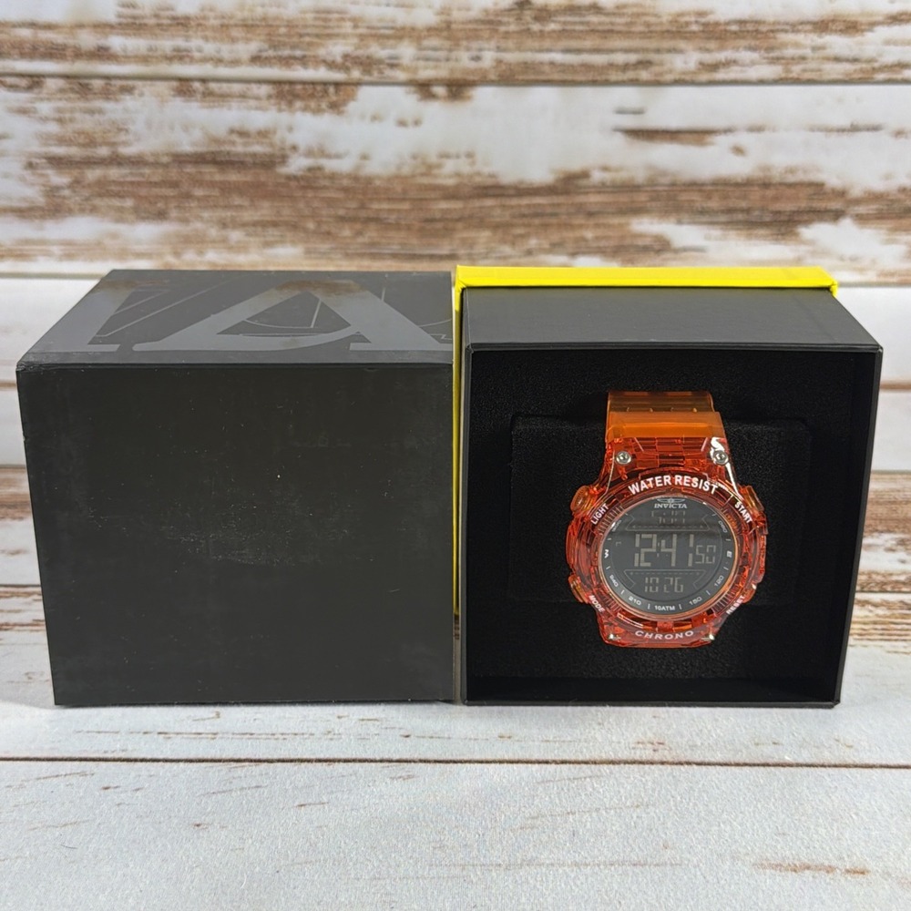 Invicta Racing Chronograph Digital Watch - Orange Case & Strap (Model 49046)